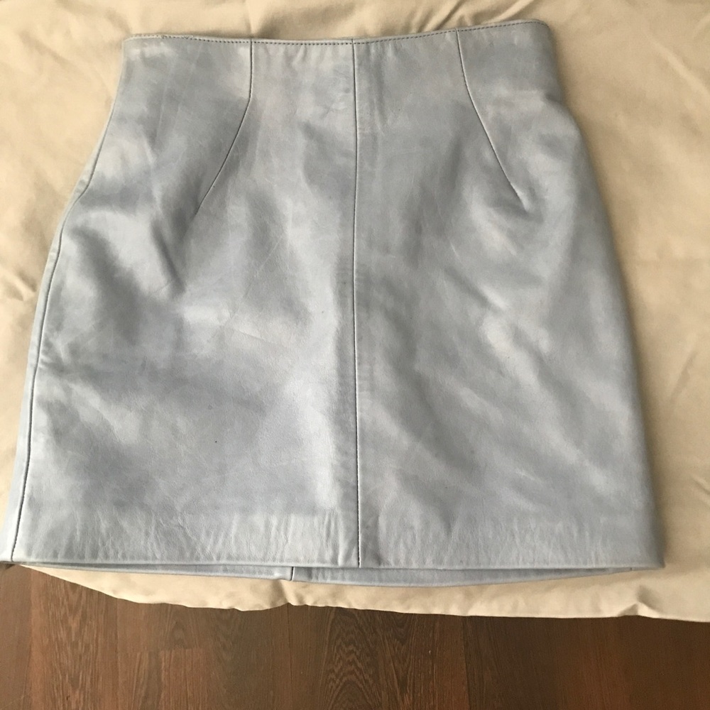 Baby blue leather skirt